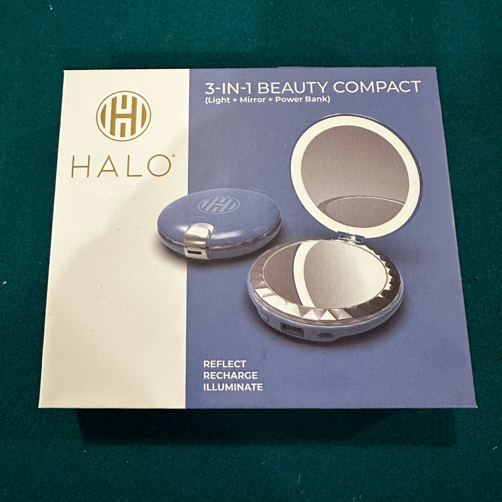 Halo compact light, mirror & charger